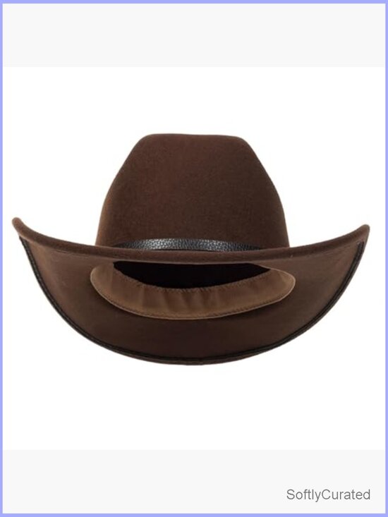 Wide Brim Felt Cowboy Hat with Floral Engraved Buckle Belt main image 5